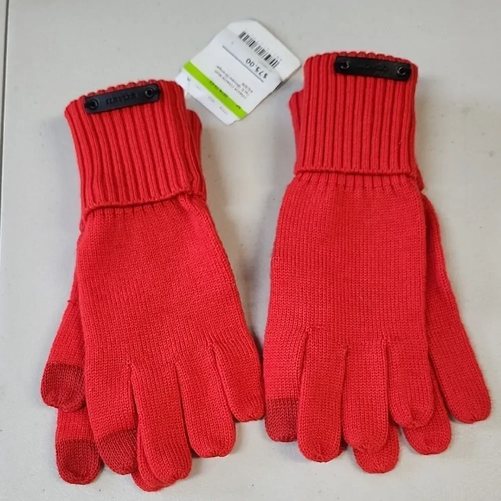Coach XS/Small Orangish Red Tech Gloves - New